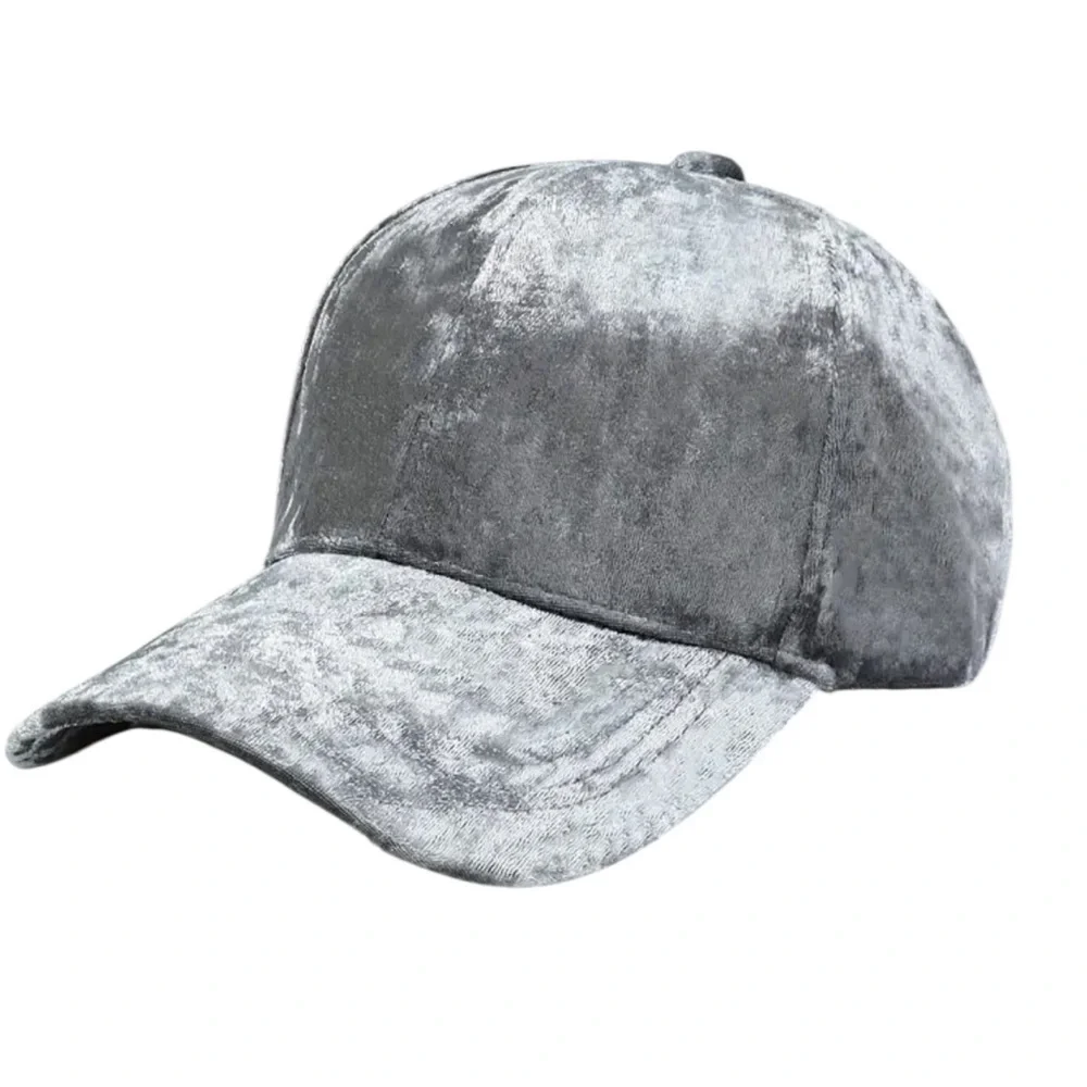 Gray Velvet Baseball Cap